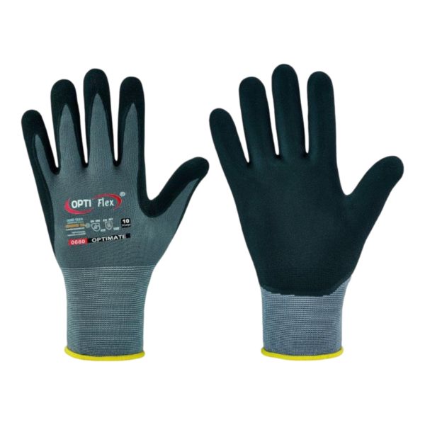 OPTI Flex Feinstrickhandschuhe Handinnenfläche Nitrilbeschichtung Detailansicht — ISN Industrial Supplies Nord