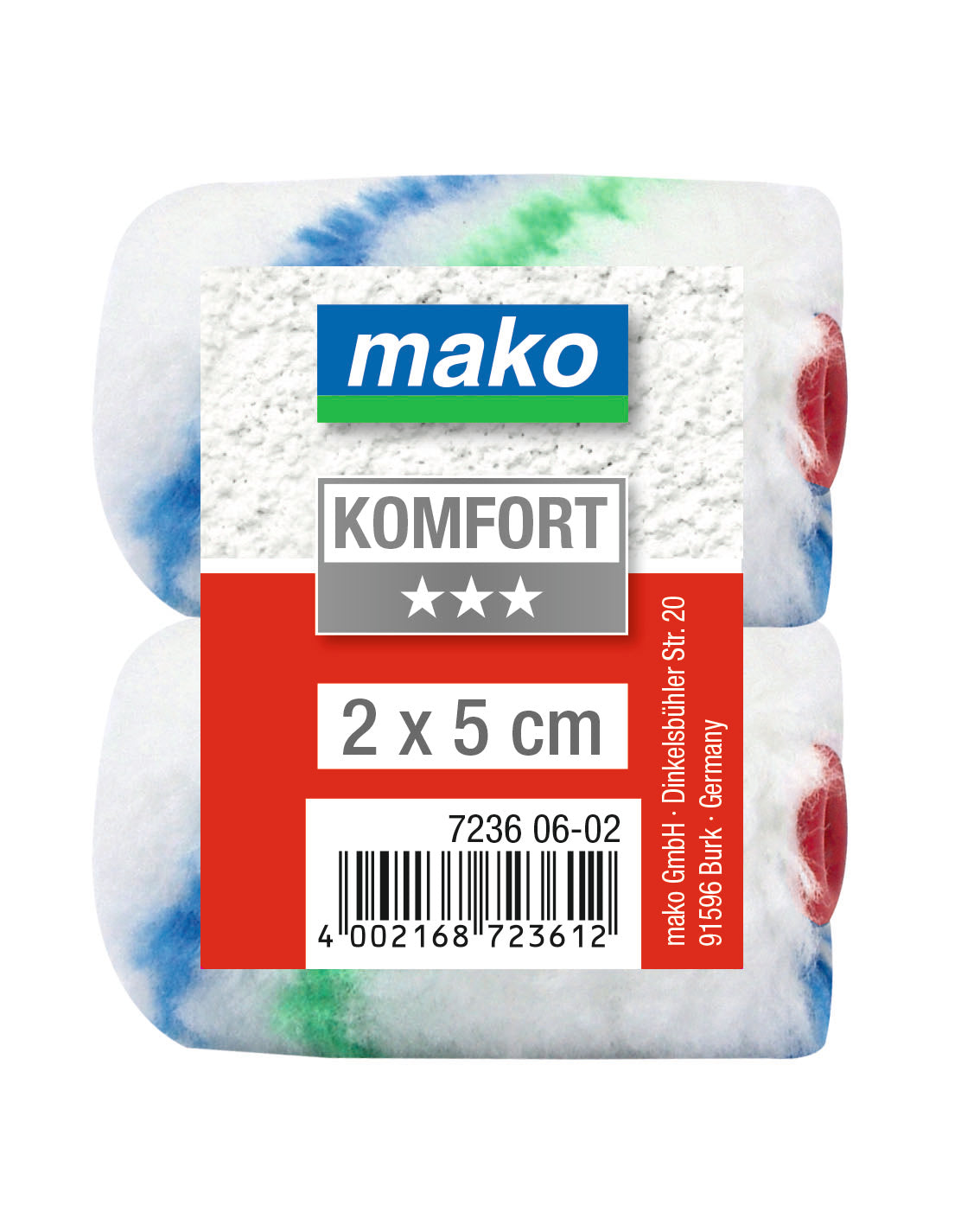 Kleinflächenroller-Mini-Ersatzwalzen mako-flor KOMFORT, 5 cm, Polhöhe ca. 2 Stk im Polybeutel