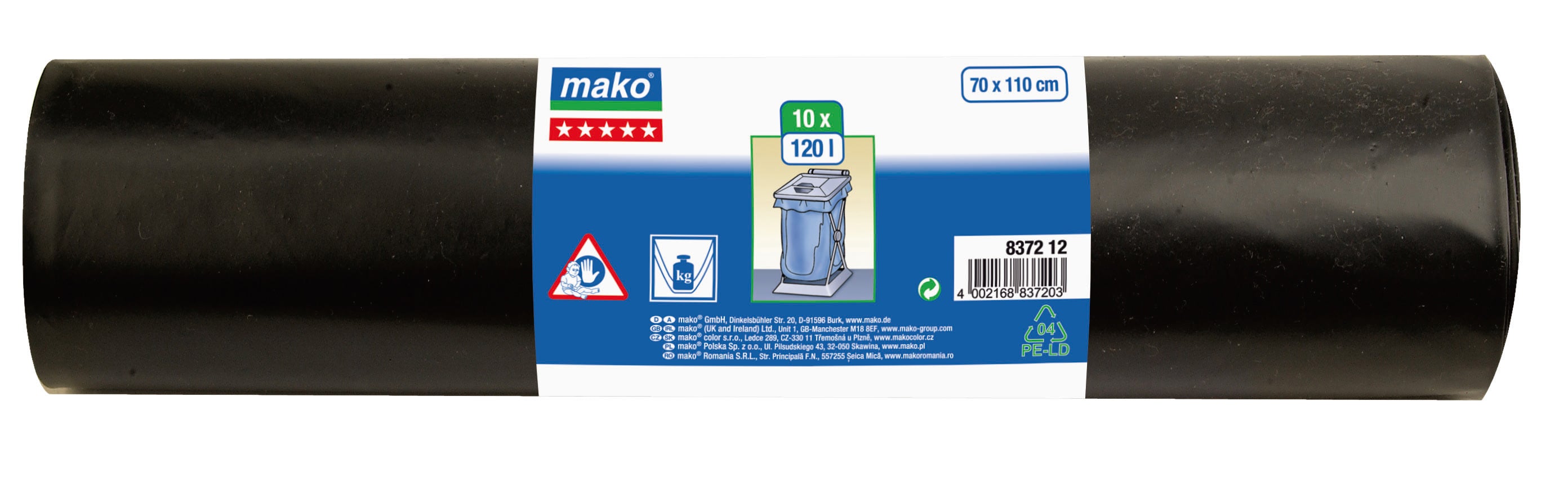 Müllsäcke PREMIUM 120 l, LDPE, extra stark, 10 Stück auf Rolle