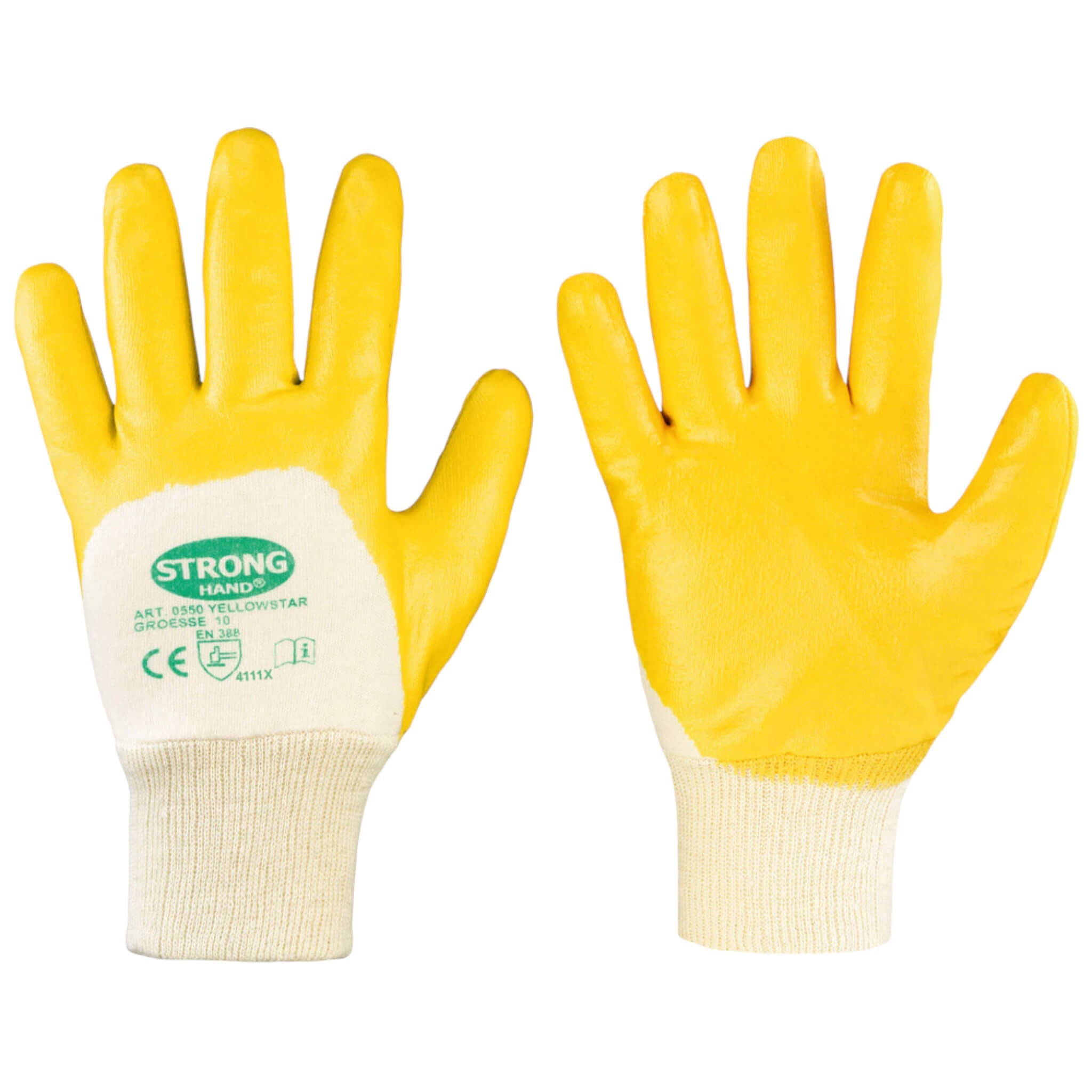Stronghand YELLOWSTAR Nitril-Handschuh gelb EN 388 für Bau und Handwerk — ISN Industrial Supplies Nord